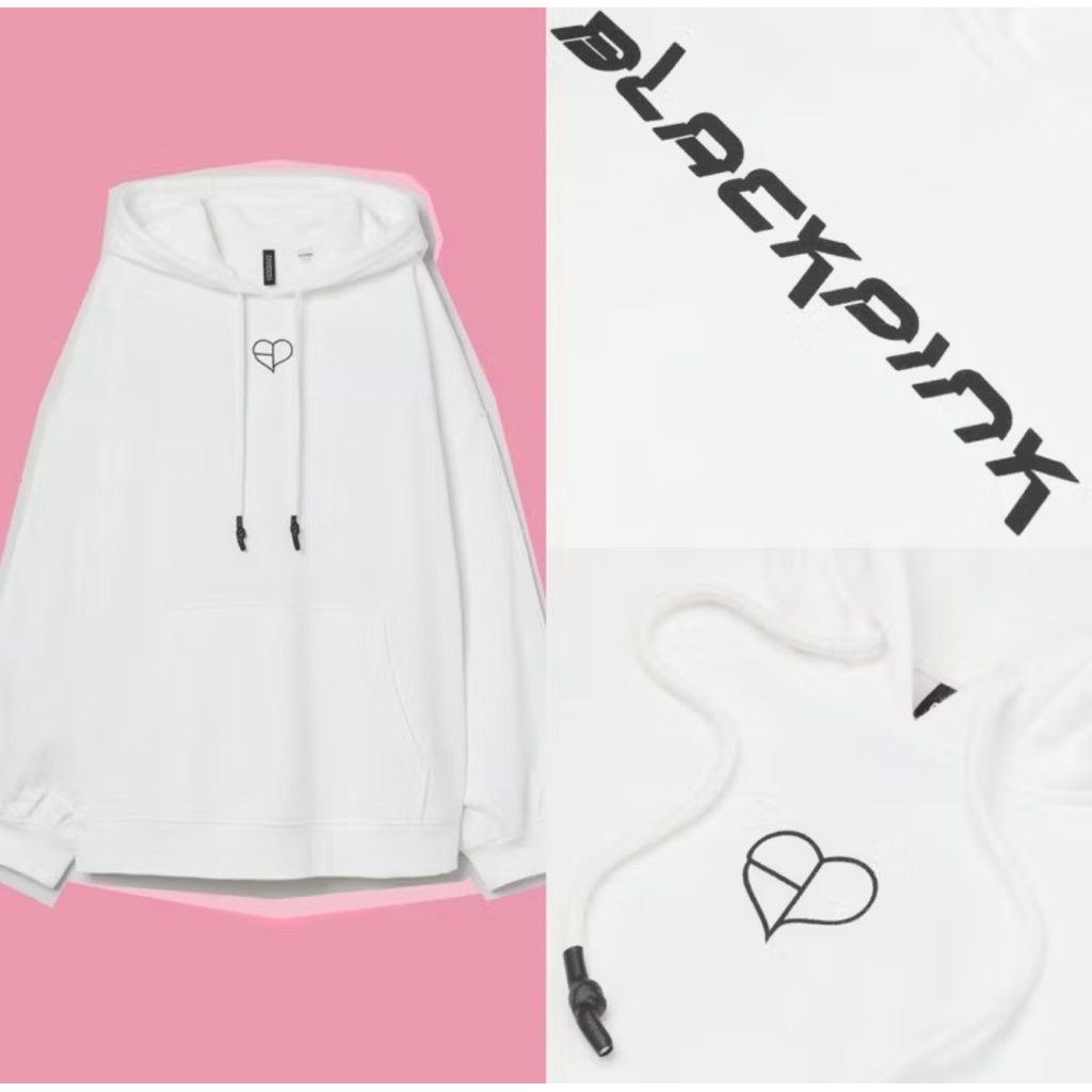 H&M BLACKPINK MERCH ORIGINAL OVERSIZED HOODIE WHITE ORIGINAL STORE
