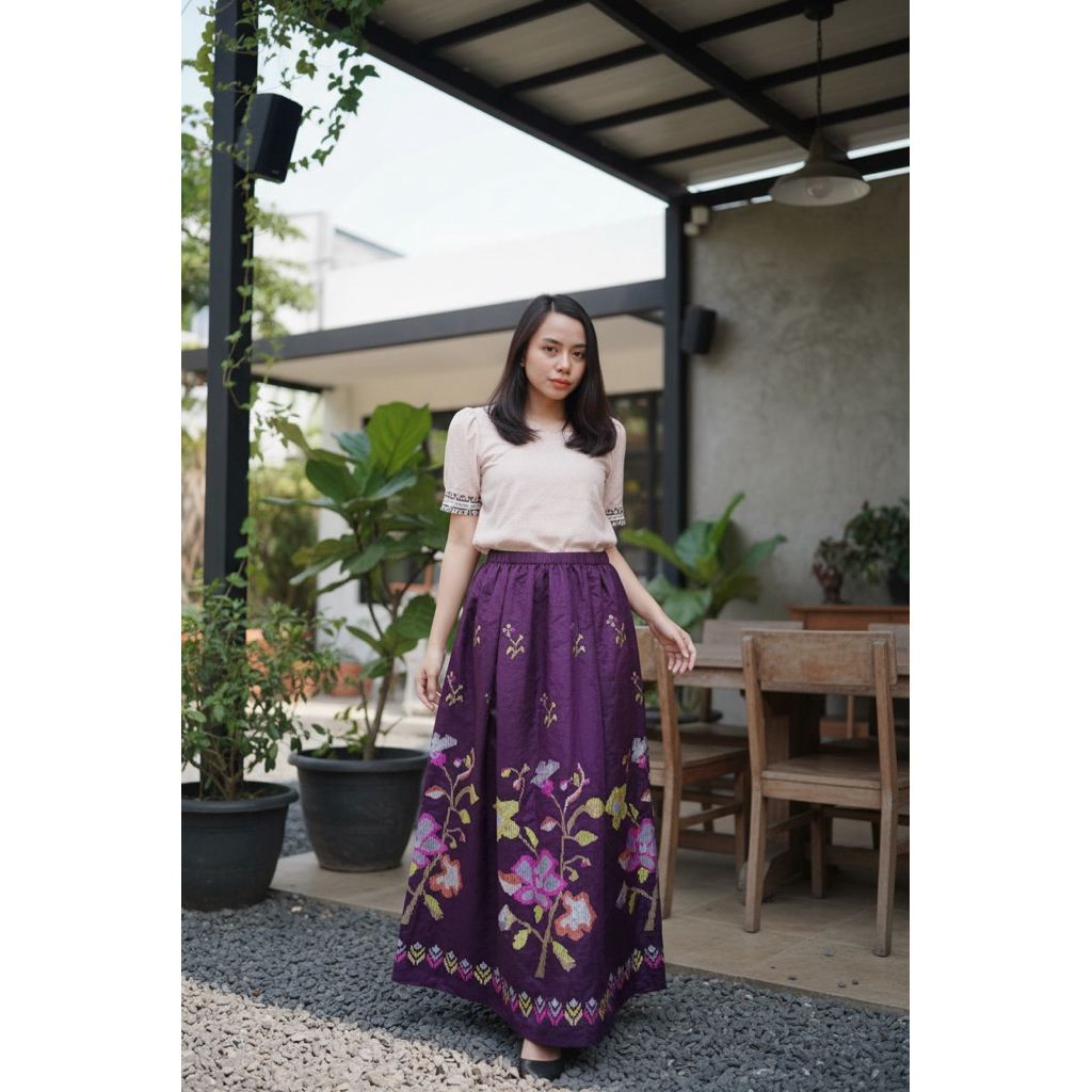 Rok tenun Bordir Sutera Lagosi dan pucuk premium