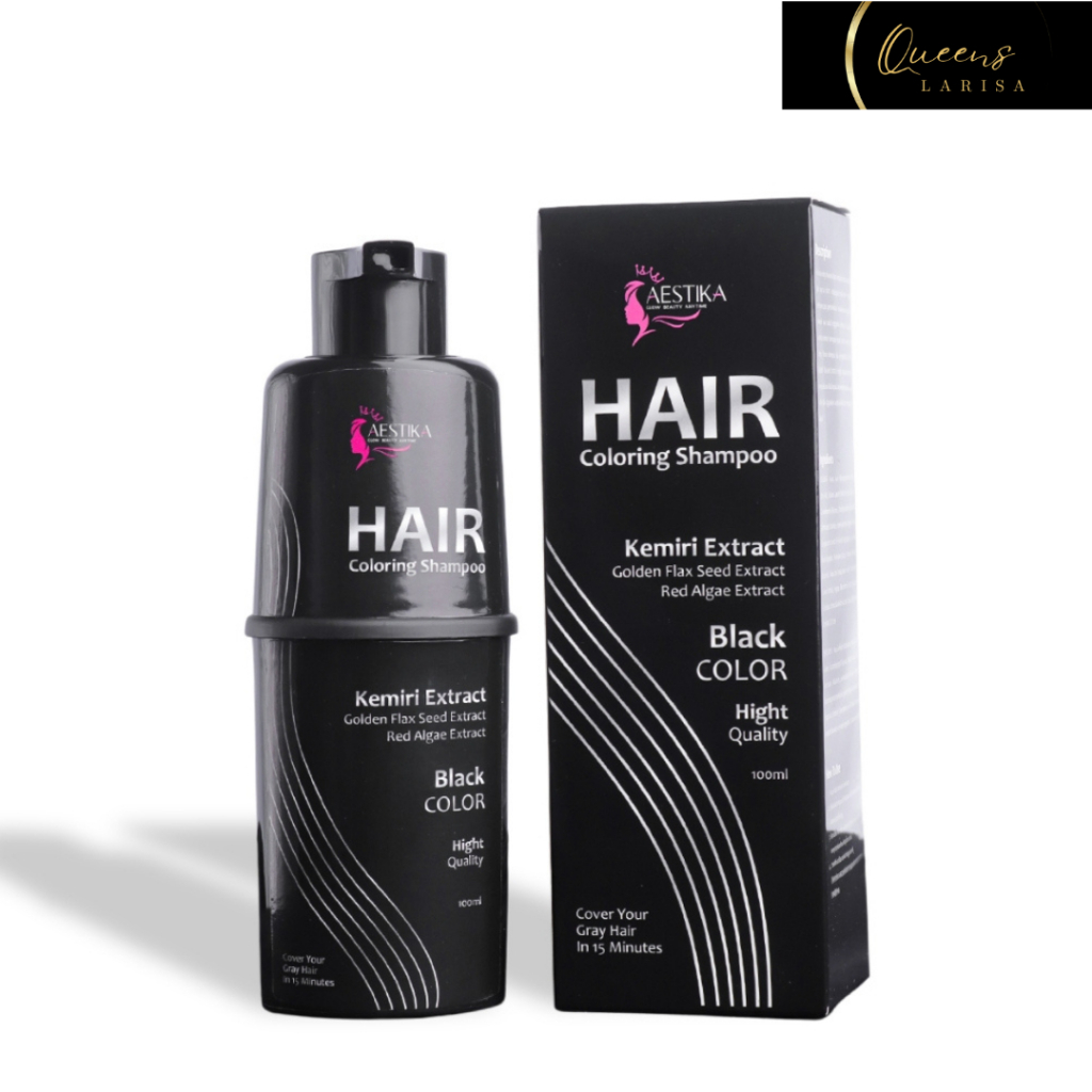 AESTIKA Shampo Penghitam Rambut BPOM Mineral Organik Vitamin E 100ml Uban Hitam