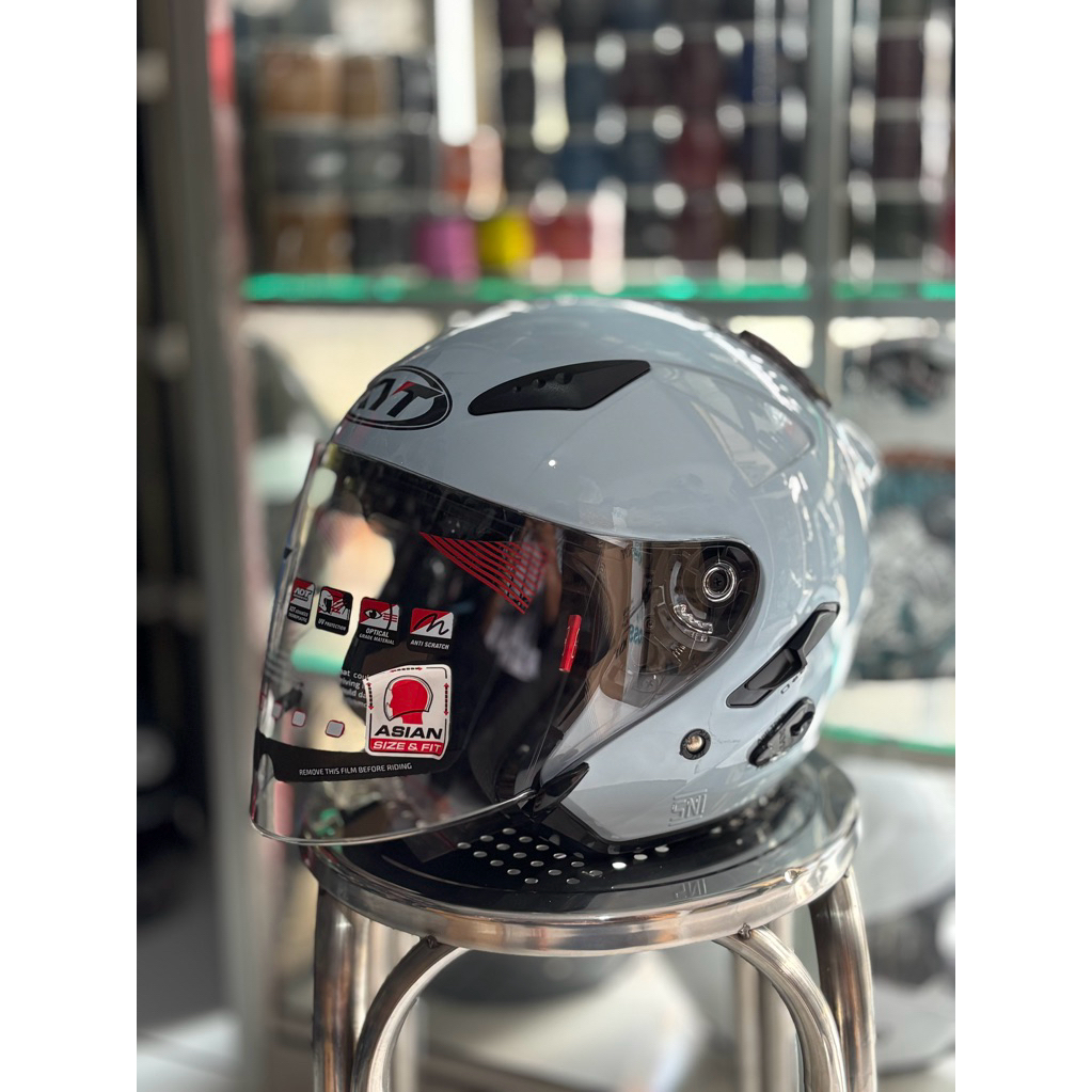 Helm kyt galaxy flat r warna stel blue biru muda original kyt hallface double visor