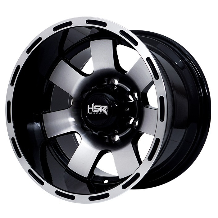 Velg mobil semi offroad ring 15 lebar 10 lubang baut 6x139,7 offset 45 black machine face r15