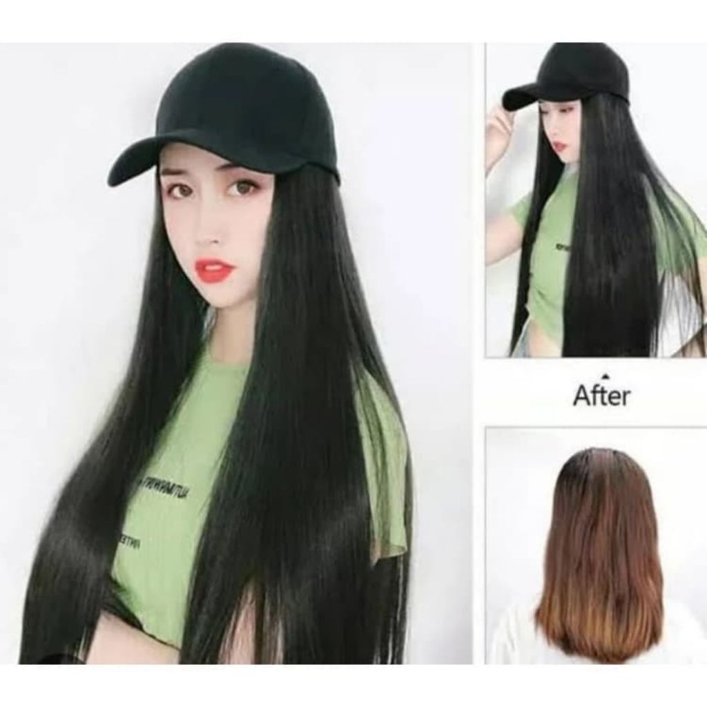 Topi Baseball wig topi Wanita wig rambut panjang wig topi lurus wig Topi Harga termurah
