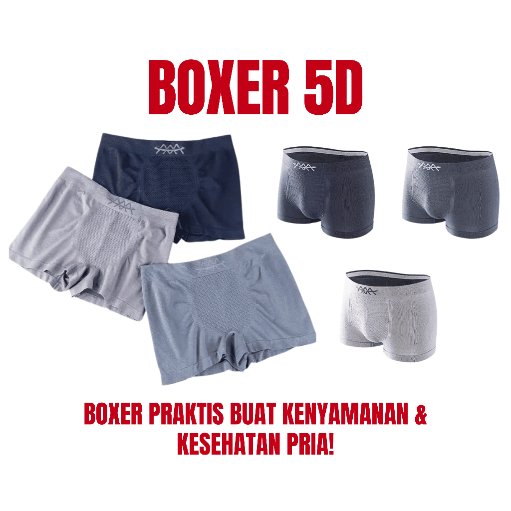 Celana Dalam 5D Magnetic Premium Boxer Terapi Kesehatan Kesuburan Vitalitas Pria Bahan Adem Seamless