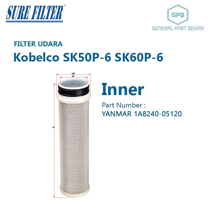 Air Filter Udara Kobelco SK50P-6 SK60P-6 Inner Sure