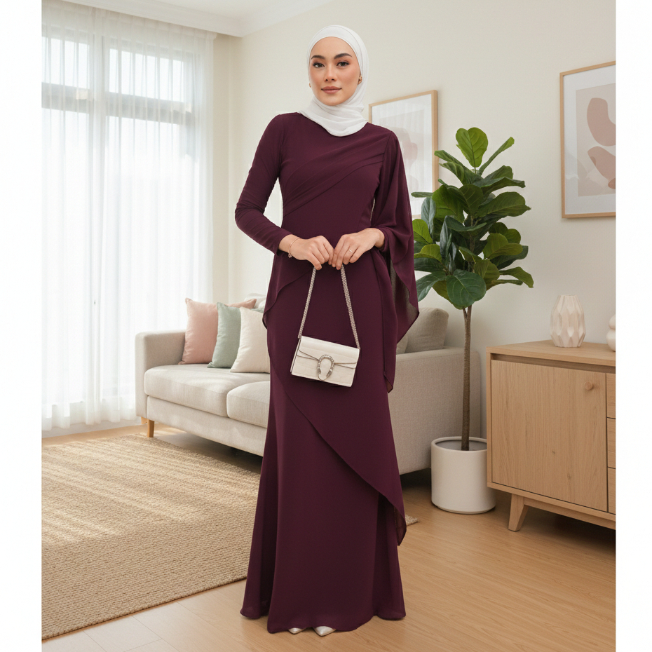 DISTRO- Gamis Dress Lily Malaysia Ceruty Babydoll Pesta Maxy Jumbo LD 140 Fashion Muslim
