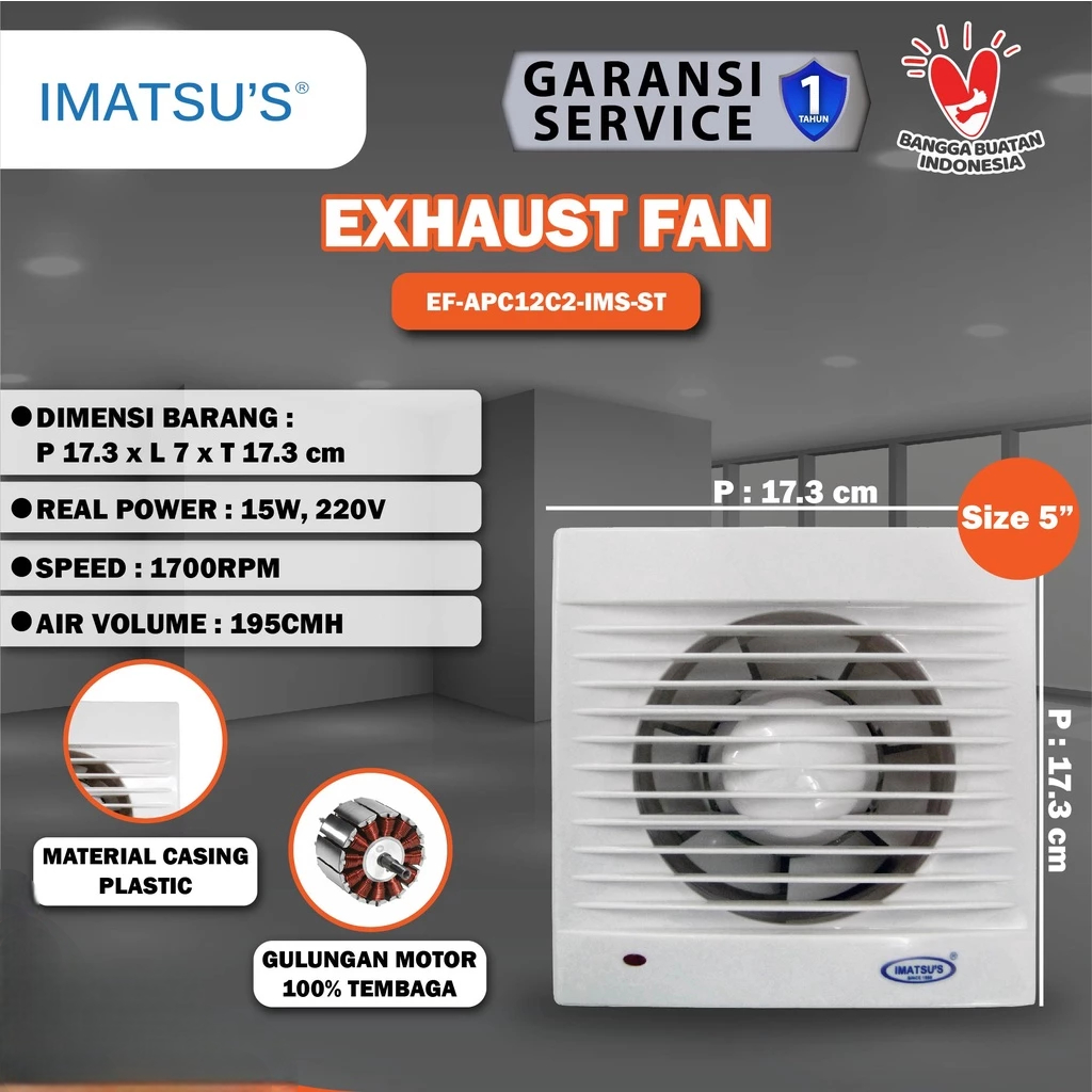IMATSU'S Exhaust Fan 5 Inch Kipas Plafon Kipas Rumah Toilet Dapur