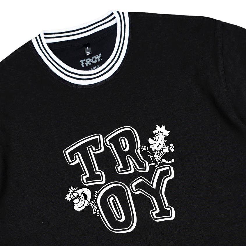 Troy Company Neck Strip Tshirt Black Stonemason - Kaos Lengan Pendek Kaos Hitam KST 3080-3W2B
