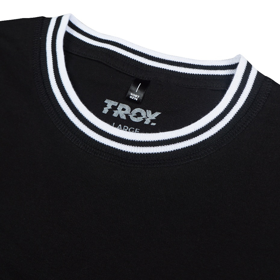 Troy Company Neck Strip Tshirt Black Ecoute - Kaos Lengan Pendek Kaos Hitam KST 3034-2B2W