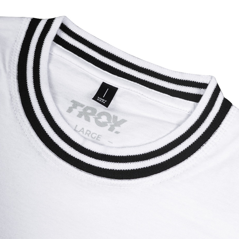 Troy Company Neck Strip Tshirt White Strange Culture - Kaos Lengan Pendek Kaos Putih KST 3058-2B1W