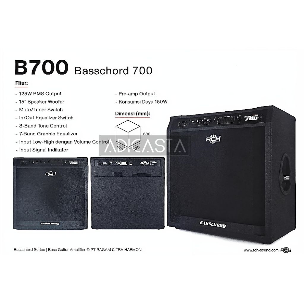 Ampli Bass Elektrik RCH B700 Basschord 700 Original