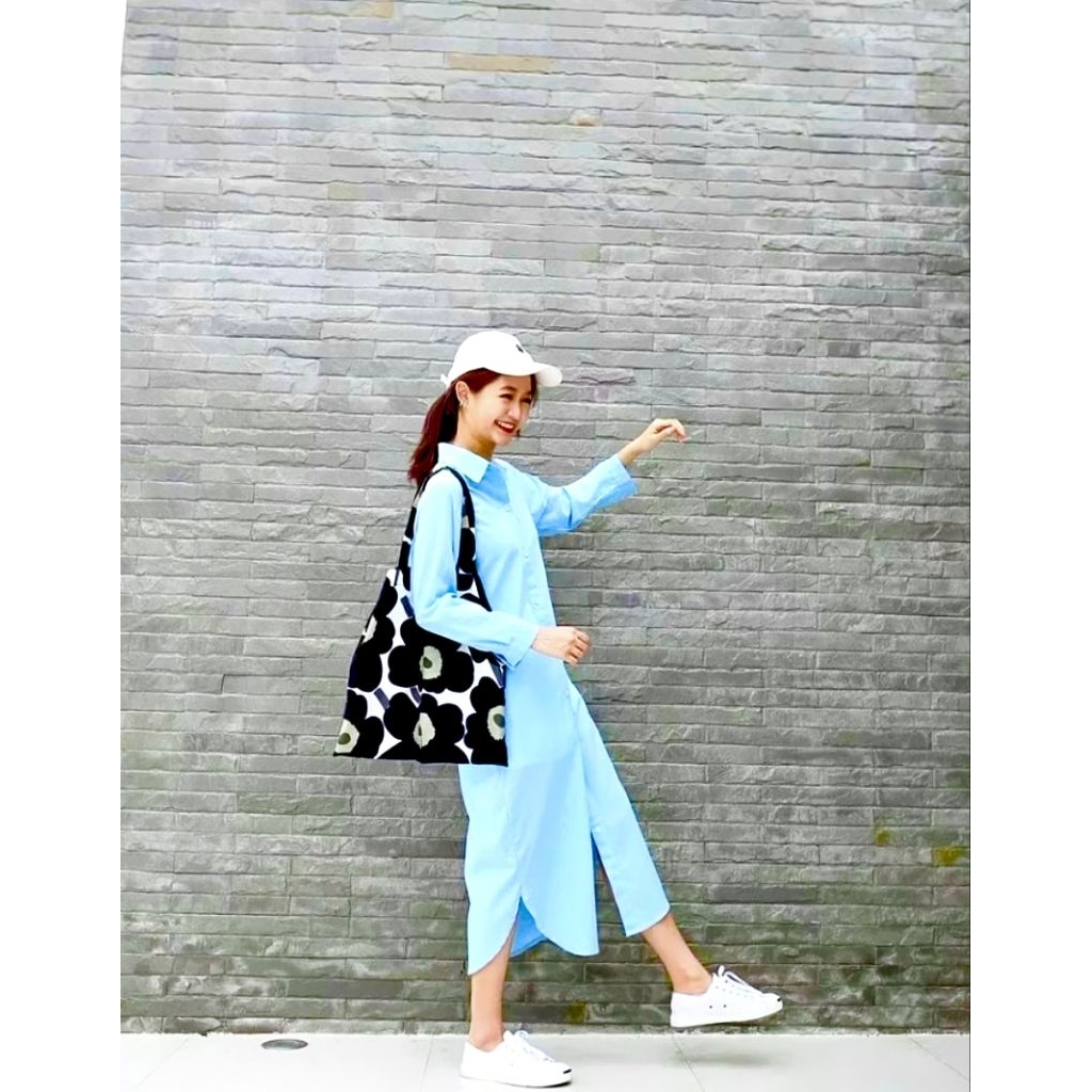 Long Tunik Midi Dress Basic Longsleeve - BLUESKY
