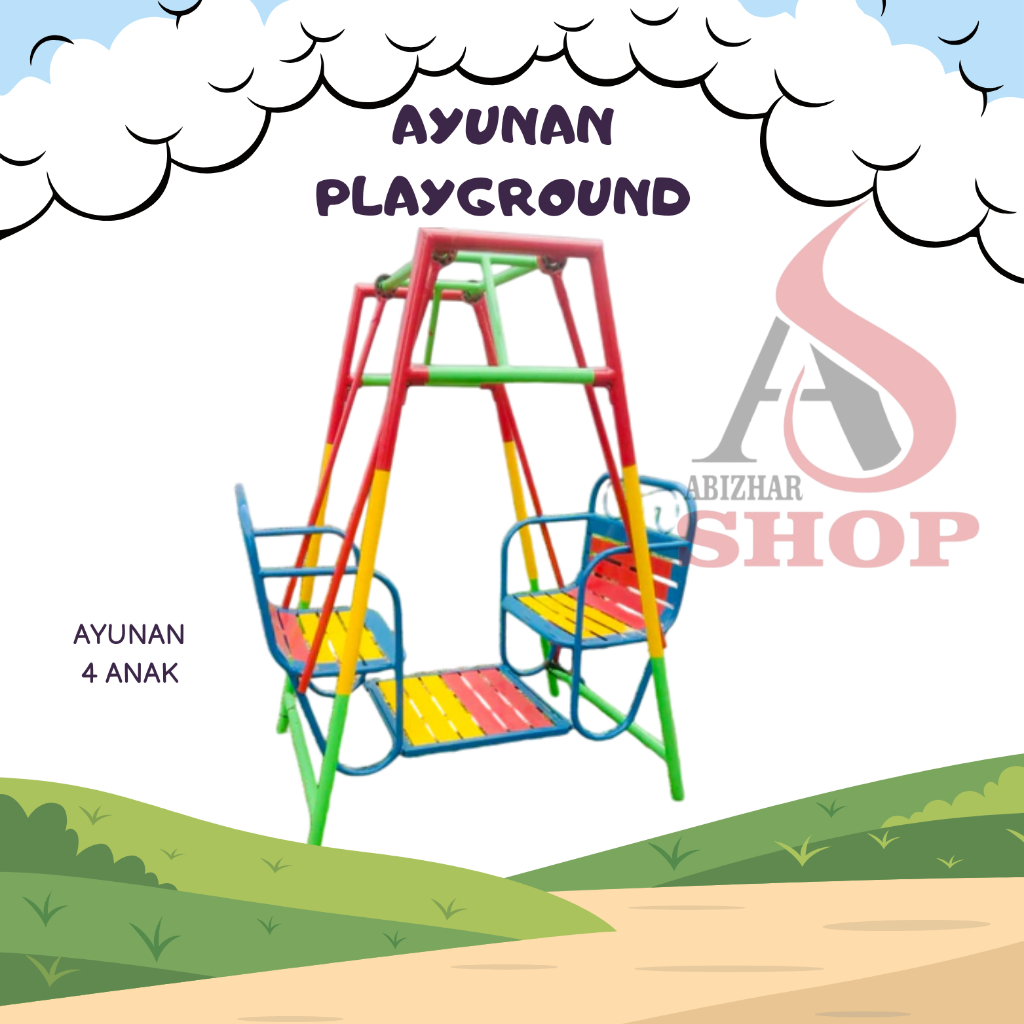 Playground Ayunan Besi Outdoor Anak | Kokoh, Aman & Tahan Cuaca