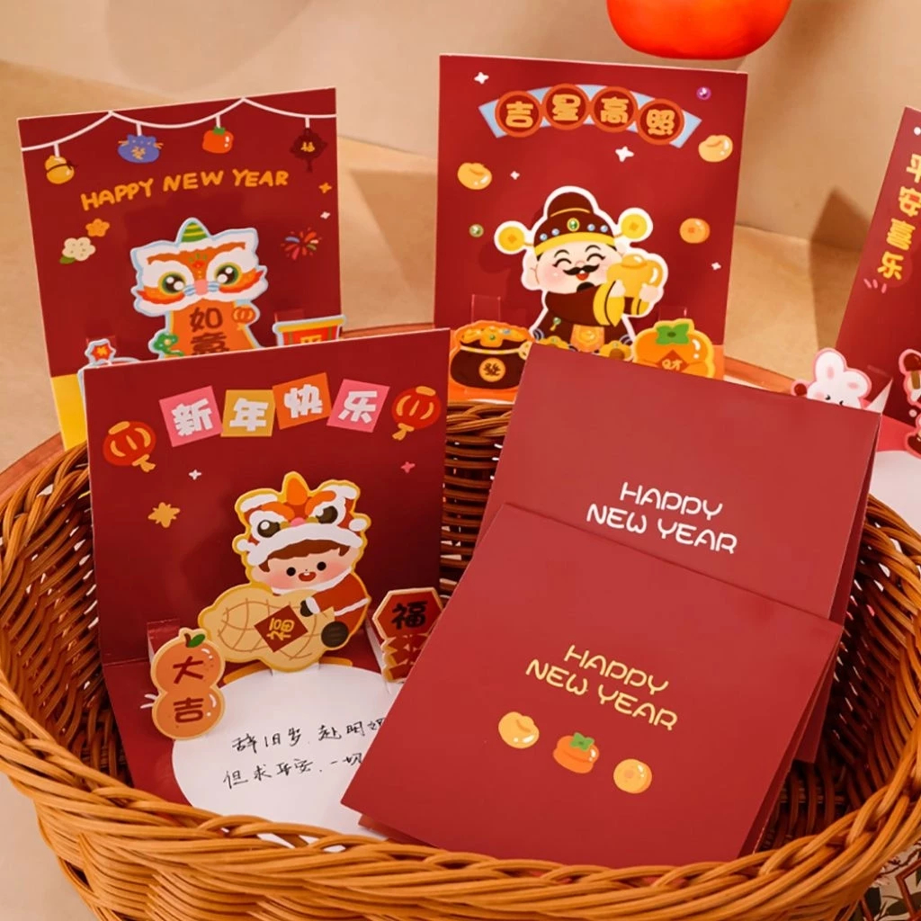 DYPACK Kartu Ucapan Imlek Cny Sincia 3D Lucu Greeting Card Chines New Year 2026 Dengan Desain Karakt