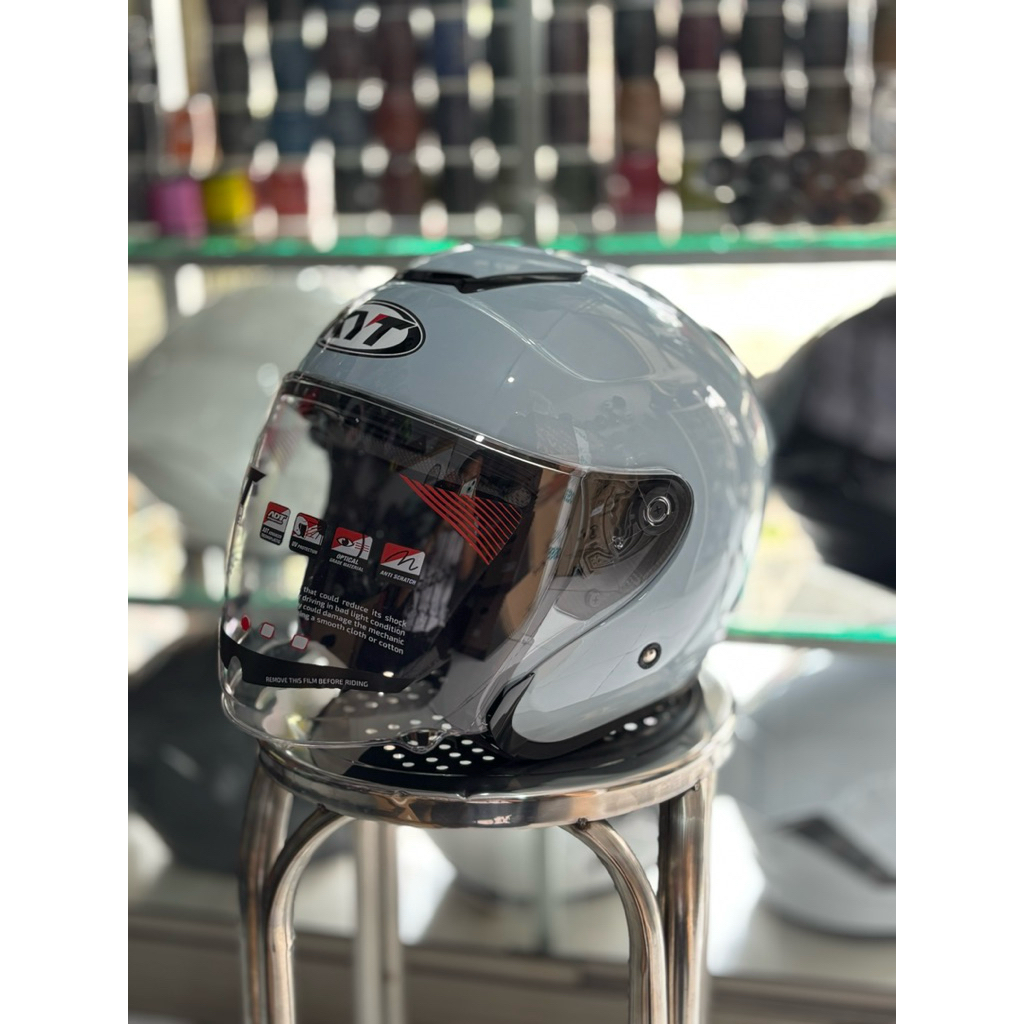 Helm kyt kyoto R solid warna Stell blue biru muda original hallface