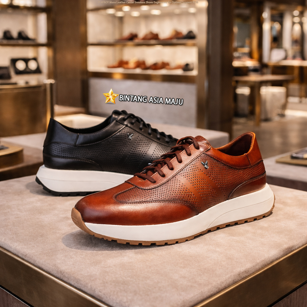 PLAYBOY Mens Leather Casual Sneakers Shoes Engineered for Optimal Support PL16