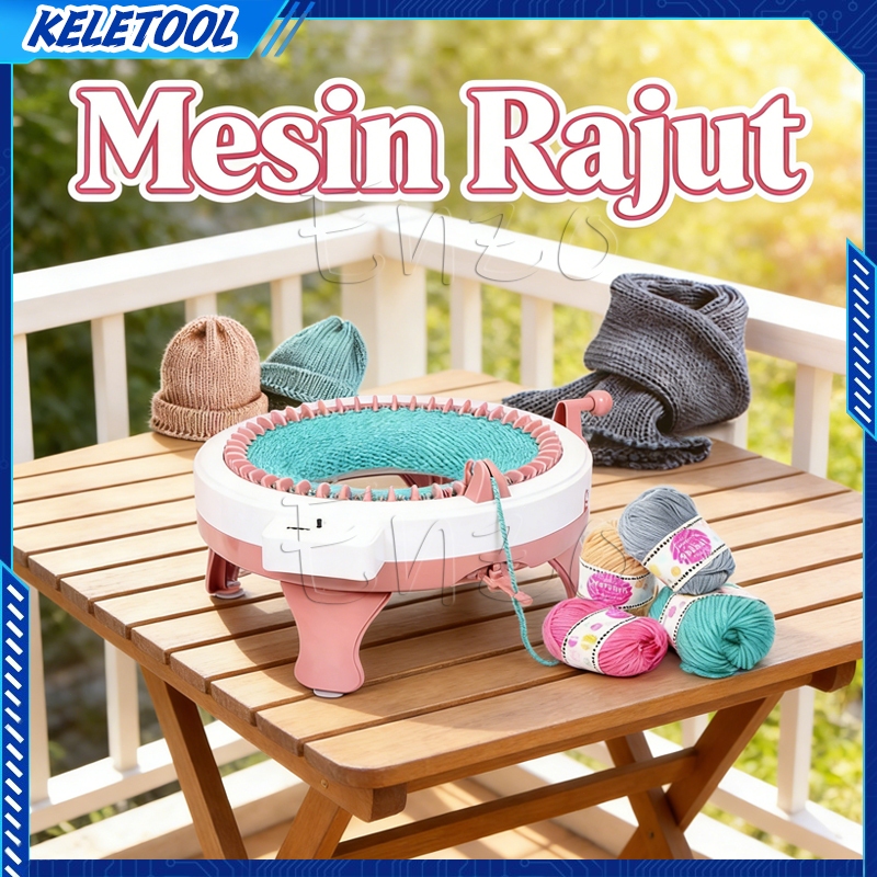 22/48 Alat Mesin Rajut Otomatis Jarum Knitting Besar Datar DIY Berputar Weaving Machine Engkol Tanga
