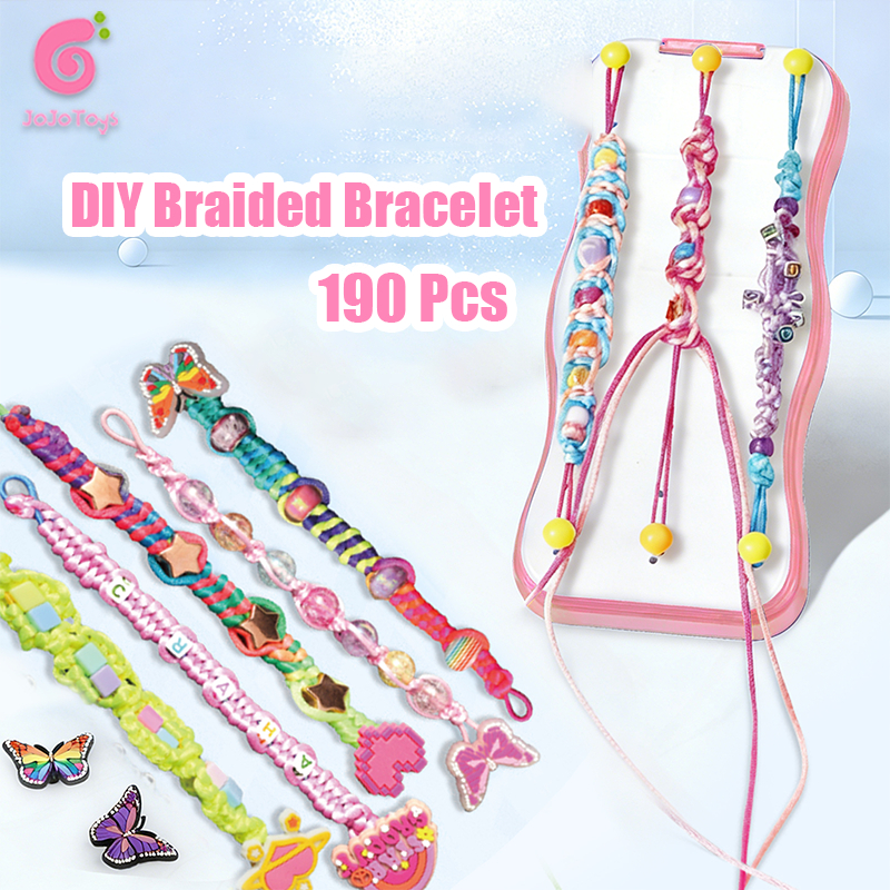 Set Gelang Kepang DIY 190 Pcs Mainan Kreatif Anak Perempuan Kerajinan Tangan Gelang Persahabatan