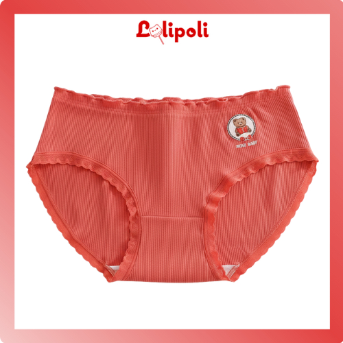 Lolipoli Celana Dalam Wanita Katun Soft Breathable CD Motif Kotak Merah Lucu CD2201