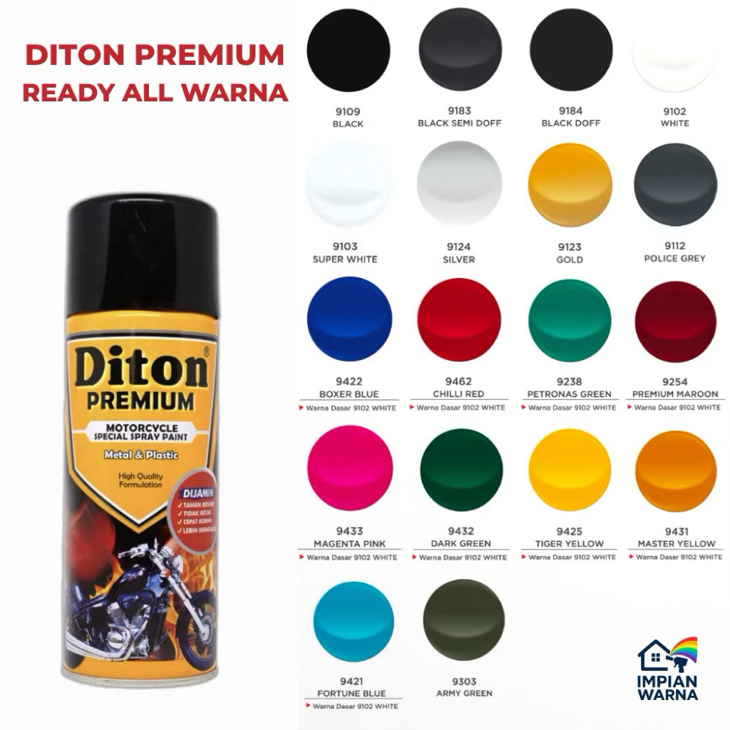 DITON PREMIUM  - Cat Semprot DITON PREMIUM 400 cc semua warna - Pilox Diton