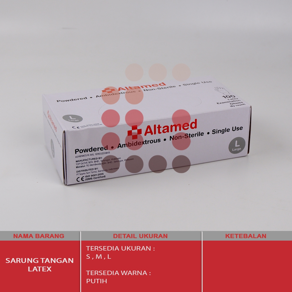 1 BOX ISI 100 PCS | SARUNG TANGAN LATEX POWDER / POWDERED / MEDIS ALKES
