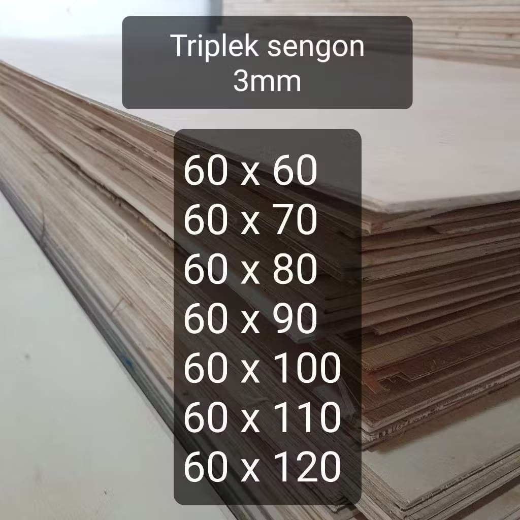 Triplek Custom Sengon 3 mm plywood multiplek halus sisi lebar 60 cm