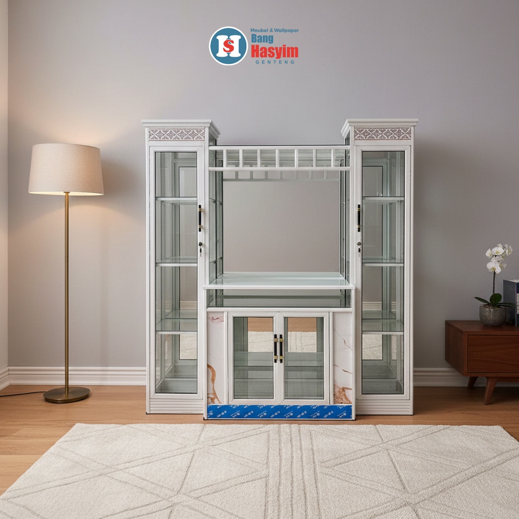 BANG HASYIM Buffet TV Led ,Lemari Hias & Buffet Kaca Aluminium Minimalis Elegan