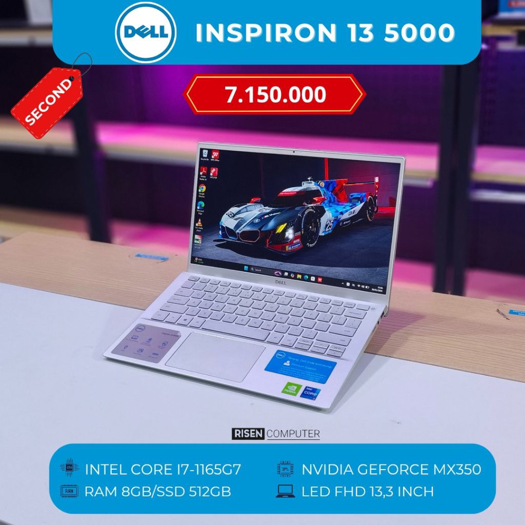 DELL INSPIRON 13 5000 Intel Core I7-1165G7 RAM 8GB SSD 512GB FHD 13,3inch Notebook Second Bekas Lapt