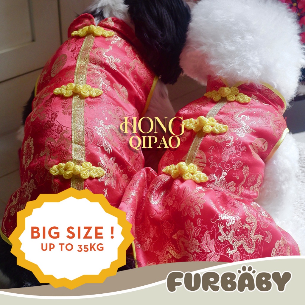 Baju Cheongsam Imlek untuk Anjing Besar | Cheongsam Anjing Husky Labrador Golden | Baju Sincia Hewan