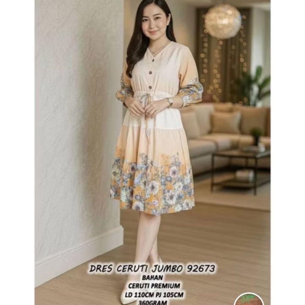 Dress Korea wanita vintage Dress Kondangan Dress jumbo