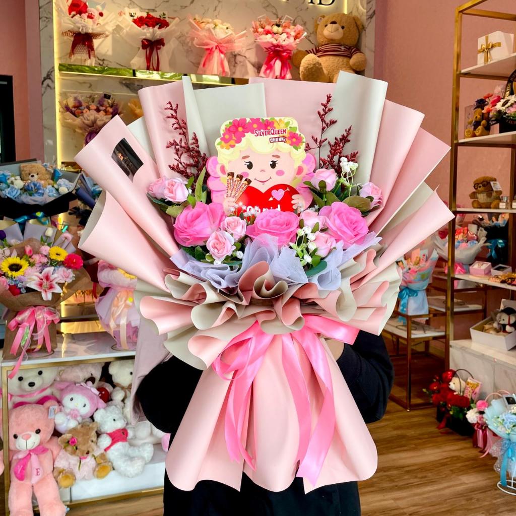 Buket Bunga Beruang Silverqueen Valentine Kado Romantis Kado Ulang Tahun Kado Anniversary