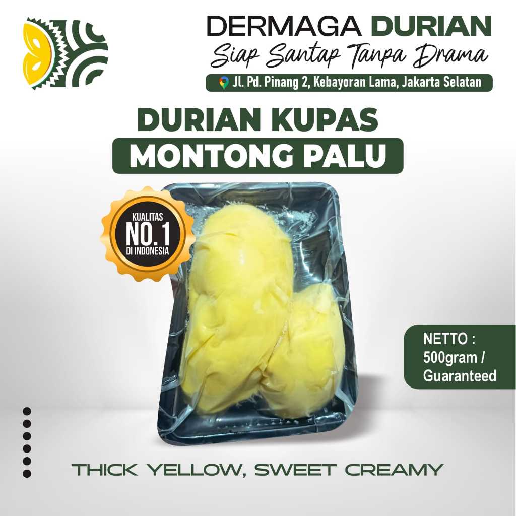 DURIAN KUPAS MONTONG PALU ORIGINAL / KEMASAN VAKUM 500GR