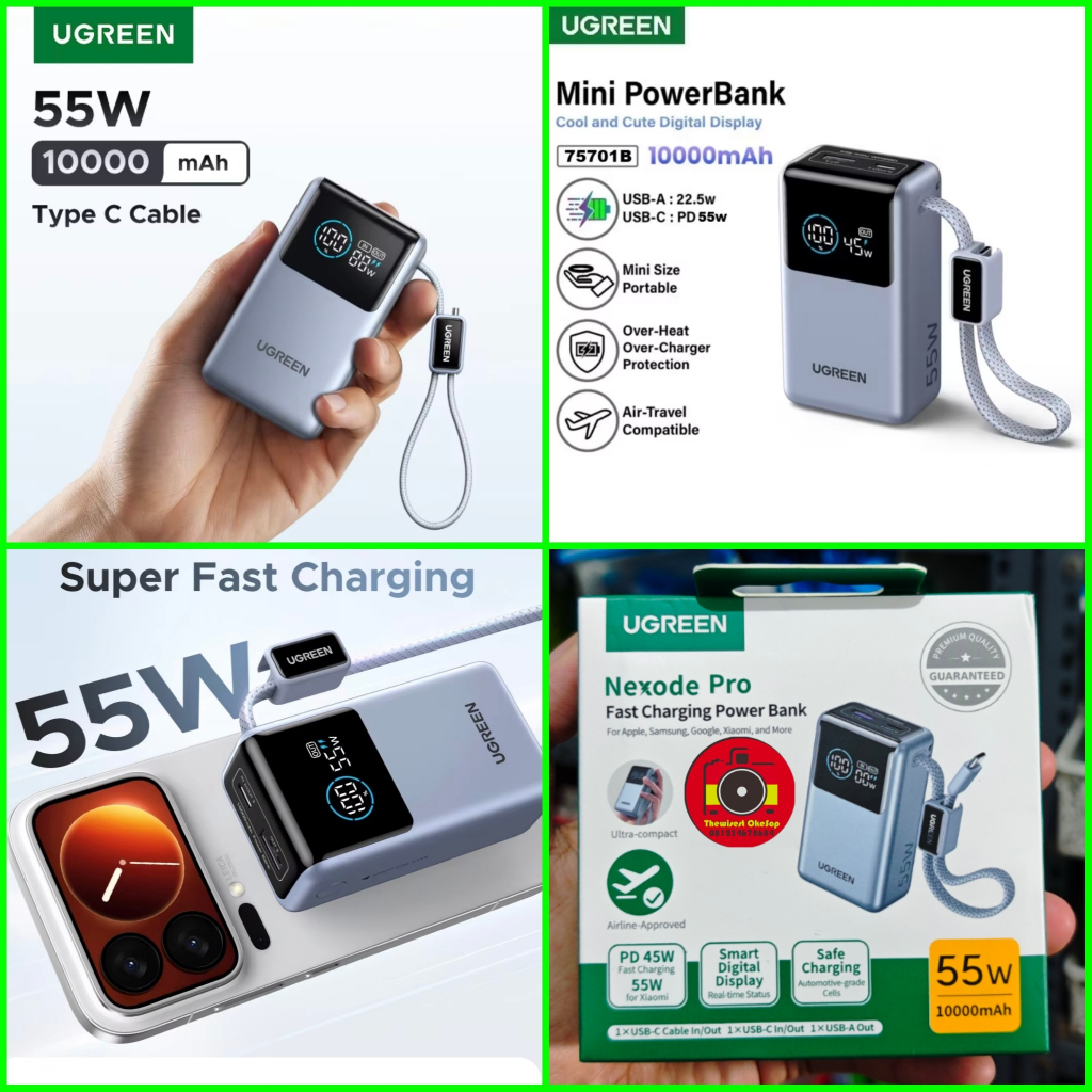 Mini Portable Powerbank UGREEN 10000mAh 55W 75701B support 45W 40W 30W 20W