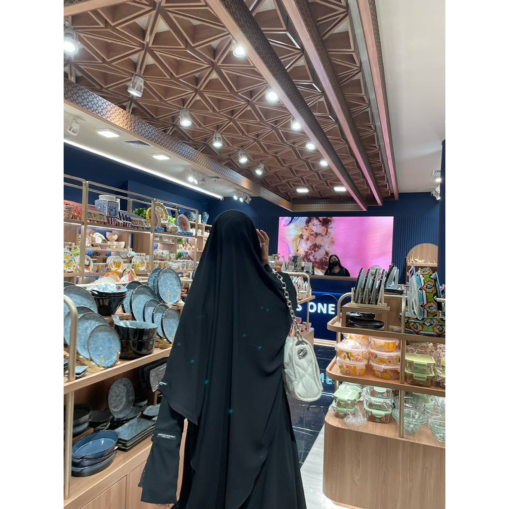 Preloved PL Purnamasaridevi PSD FK French Khimar Bandana Khiban Arabian Jetblack