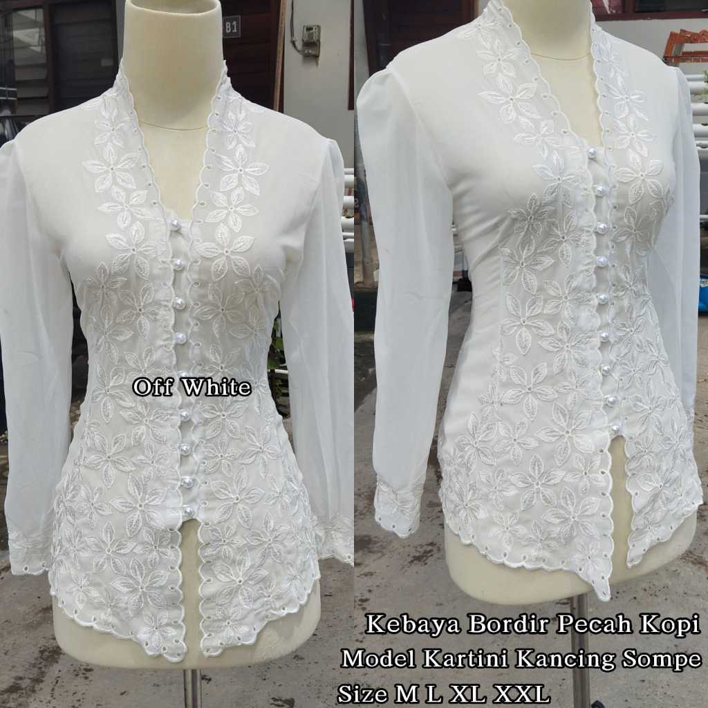 Kebaya bordir lengang lonceng||kebaya jadi bali kebaya modern