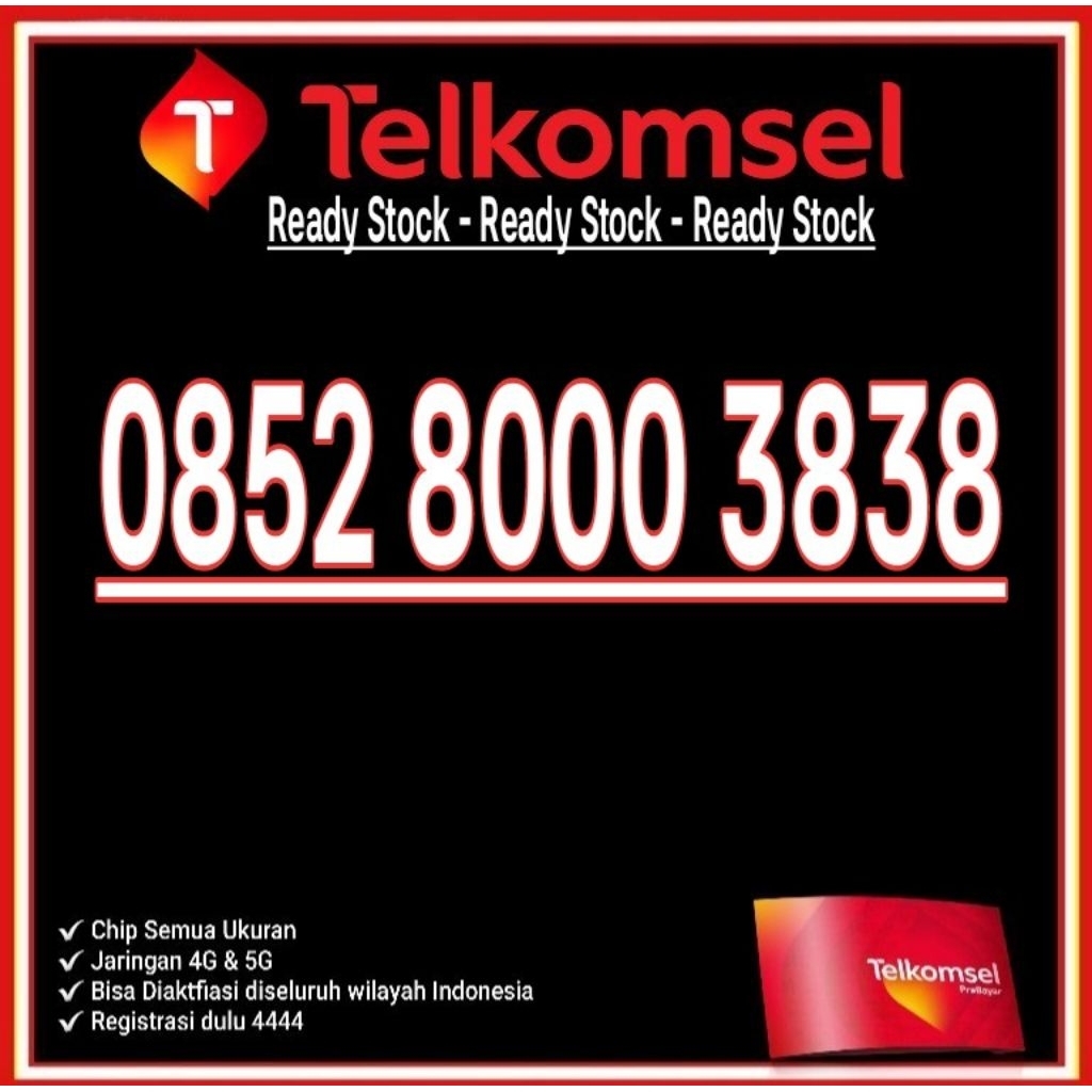 NOMOR CANTIK TELKOMSEL SIMPATI AS 4G LTE O852 8000 3838