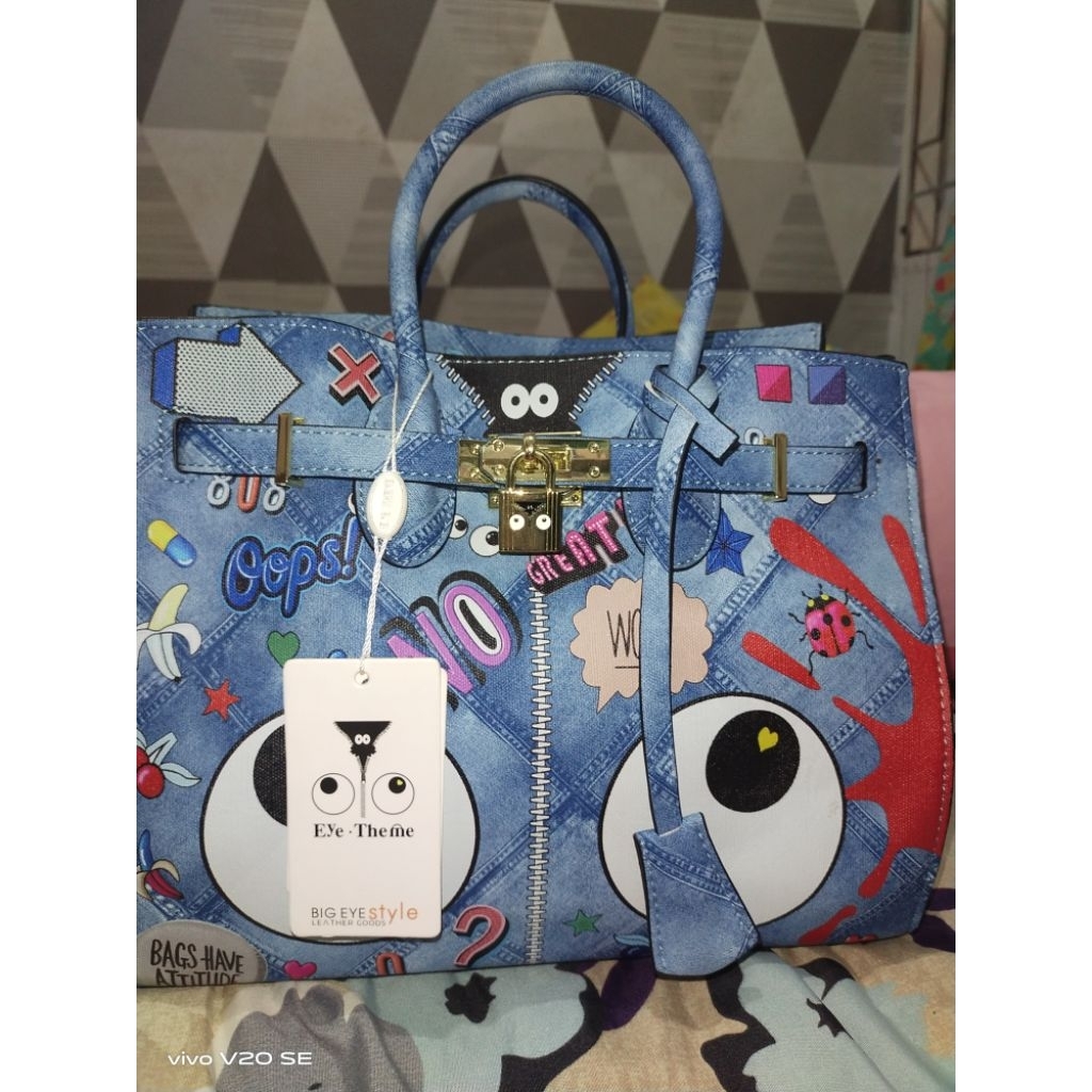 Denim eye theme bag