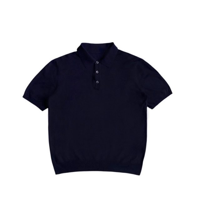 Ziozia knitted ss polo shirt dark navy kaos kerah knit knitwear short sleeve