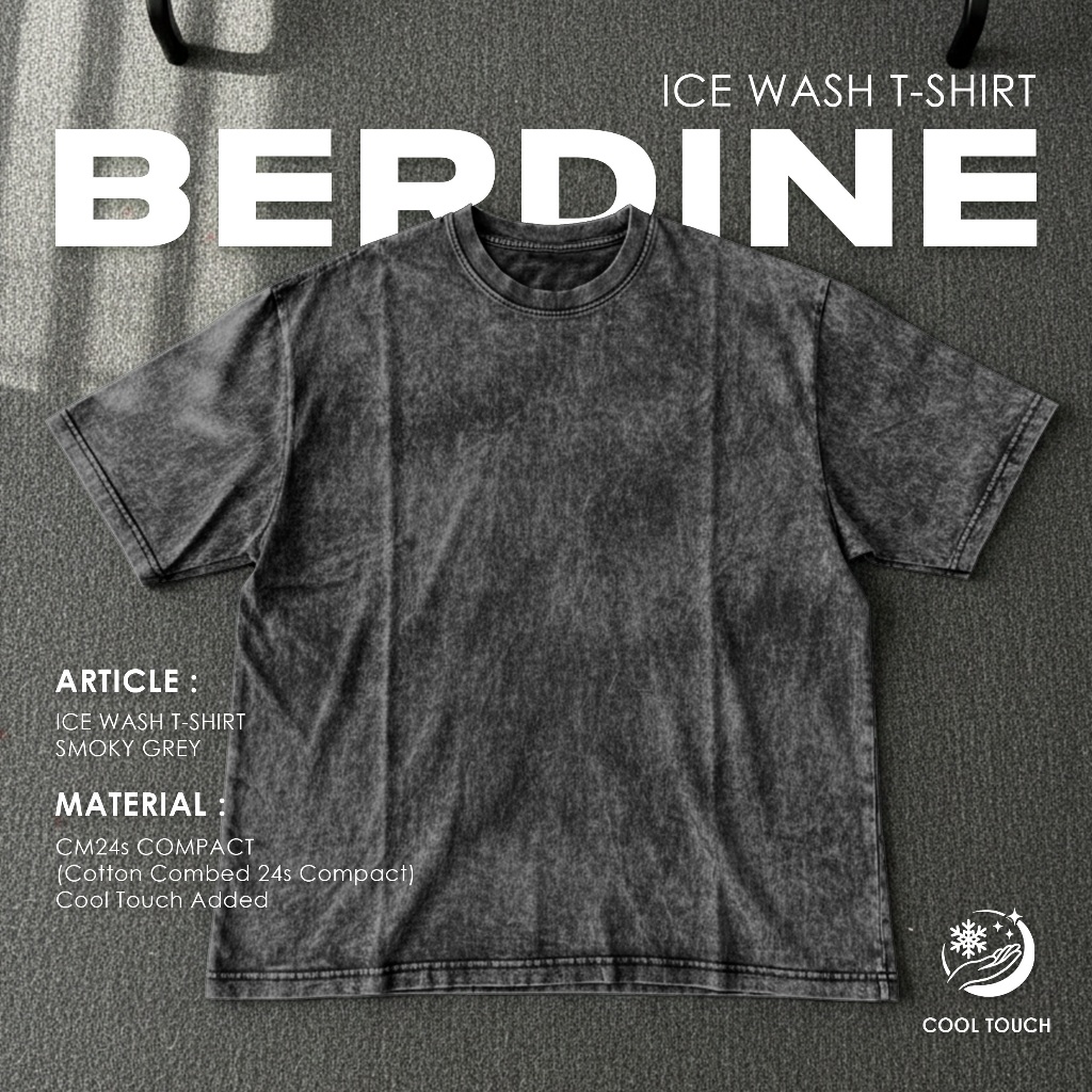 Berdine Kaos Washing T-Shirt Polos | SMOKEY GREY | Cool Touch