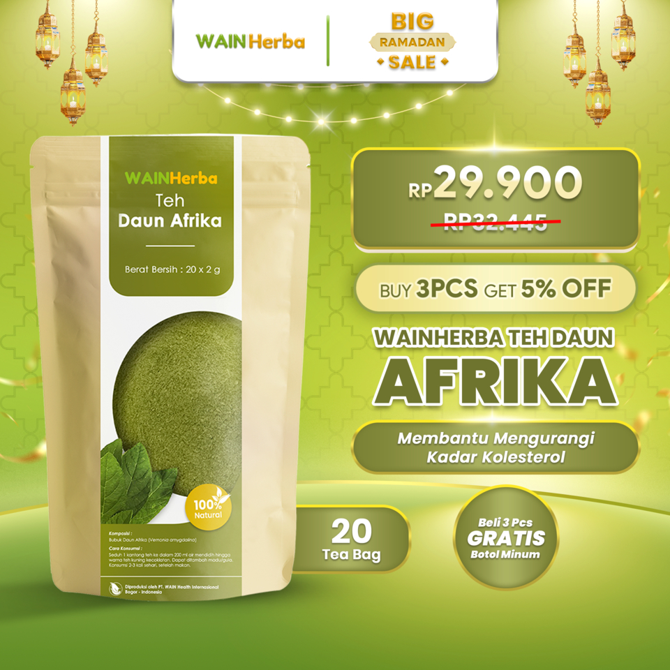 Teh Celup Daun Afrika Herbal Ampuh Menurunkan Koresterol dan Darah Tinggi
