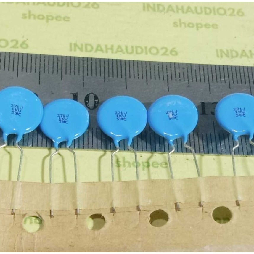 10PCS  renceng 271J  1KV  SWC 5mm 271  1kv 5mm kapasitor keramik biru 270p 1kv 270pf 1000v ceramic c