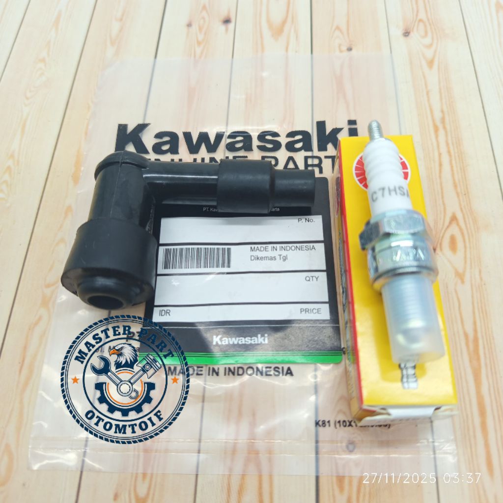 TUTUP BUSI/CANGKLONG + BUSI KAWASAKI KLX 150, X, L, BF, D-TRACKER 150, ORIGINAL
