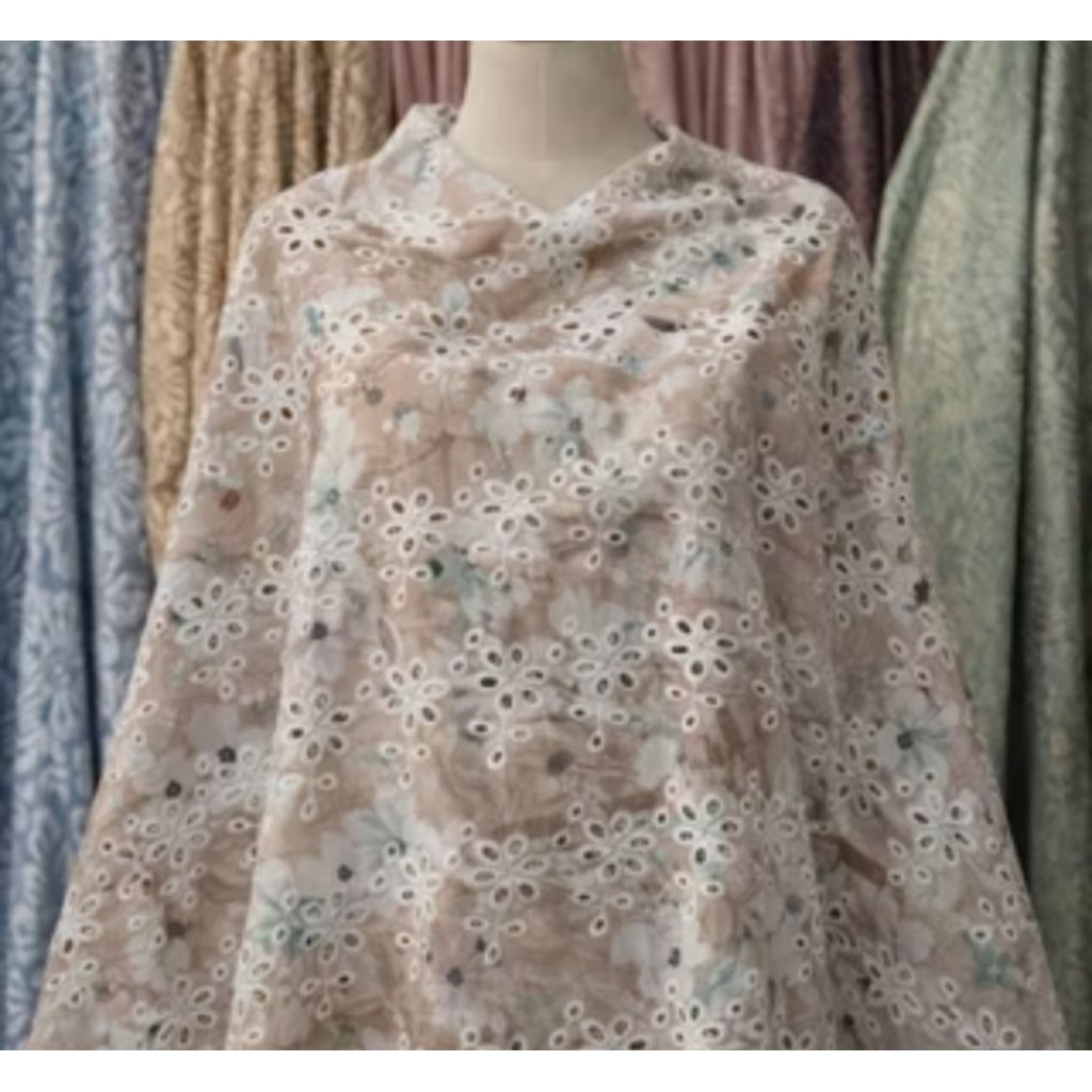 bahan kain katun jepang bunga / kain katun bolong / bahan katun Katbol motif bunga premium