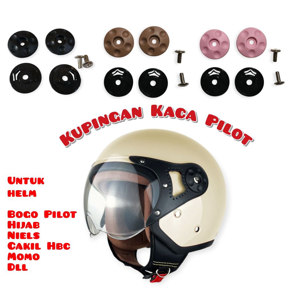 Baut/Kupingan fullset (kanan dan kiri) Cover Helm Honda Scoopy / helm Bogo Pilot / Helm Cakil HBC / 