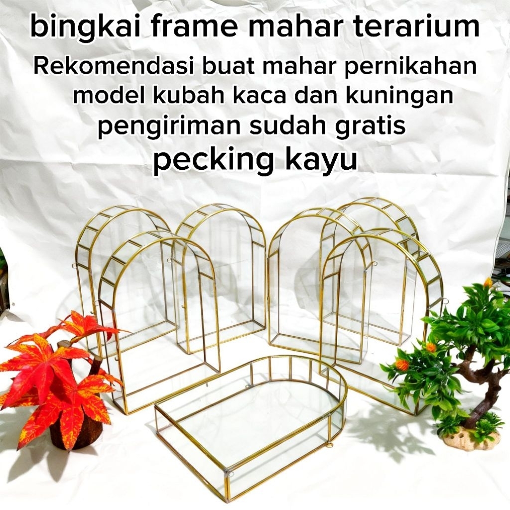 size 20x30x6 frame mahar dome kaca kubah lengkung / mahar pernikahan