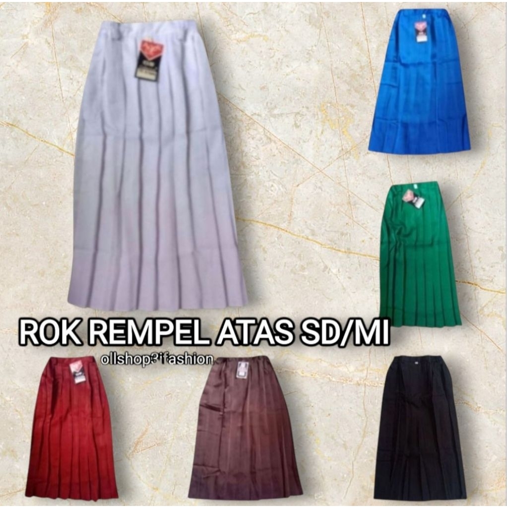 Rok panjang seragam sekolah SD/MI/TK (RA) Rempel Atas karet pinggang perempuan/seragam sekolah SD MI