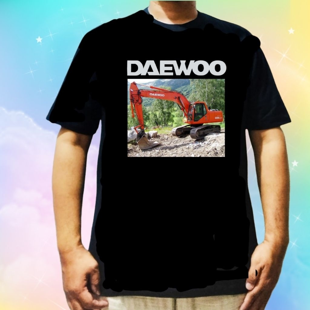 Baju kaos excavator Daewoo baground sablon DTF