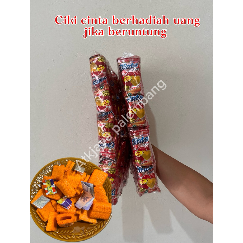 (Free Packing Kardus) snack cinta stik berhadiah uang dan emas jika beruntung isi 40 bungkus/pcs