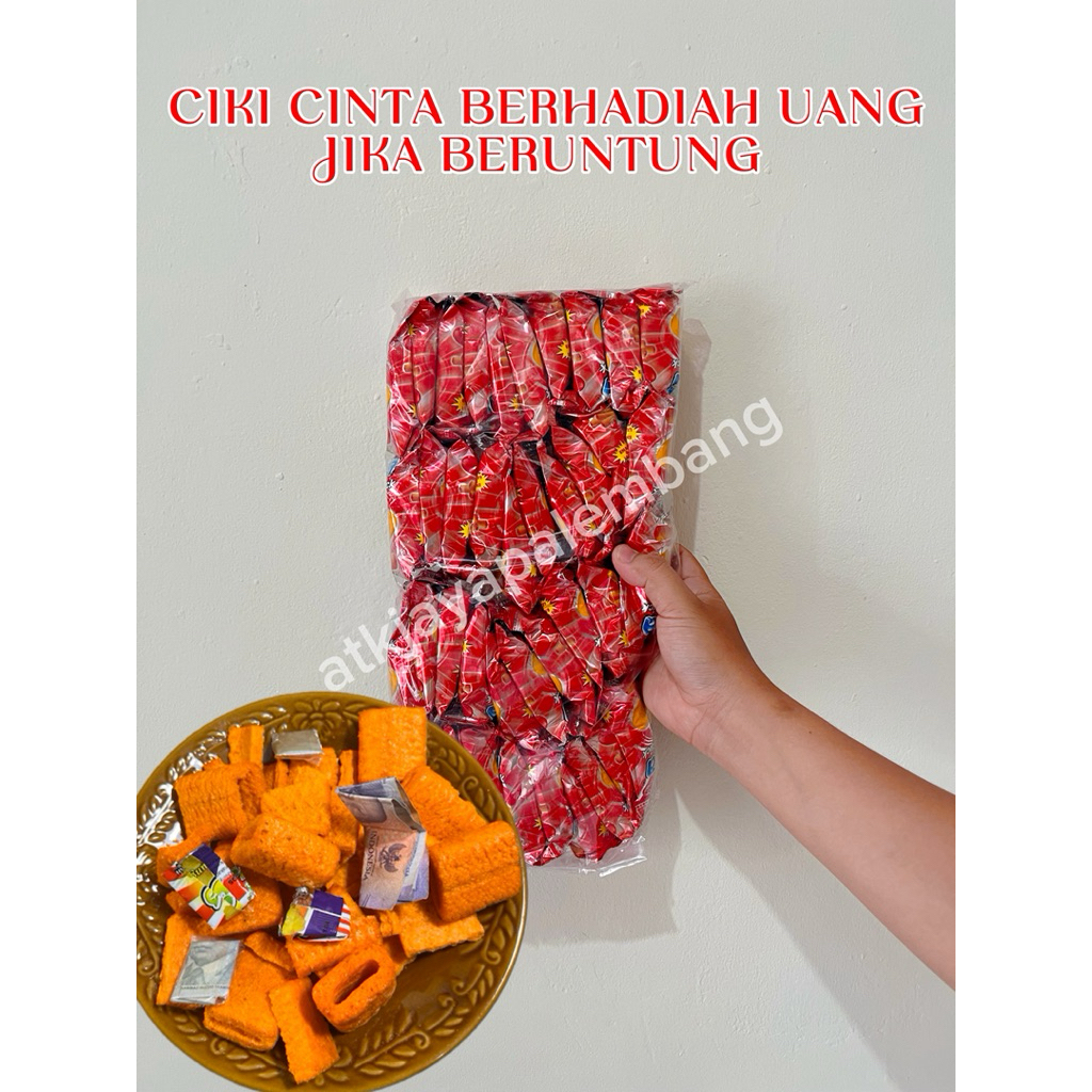 [Free Packing Kardus] Jajanan anak snack ciki cinta berhadiah uang jika beruntung isi 10 bungkus