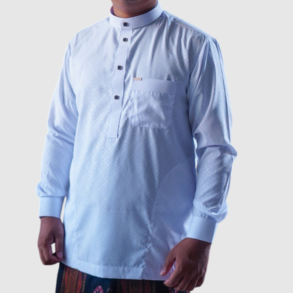 Baju Koko Pria Melayu Kain Motif Embos - Lengan Panjang
