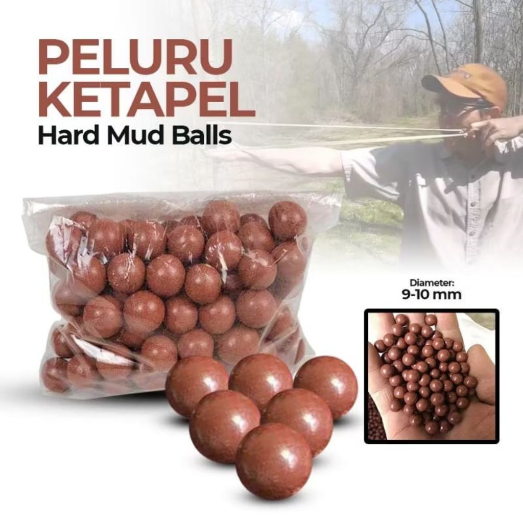 Peluru Ketapel Hard Mud 9 - 10 mm isi 100 Pcs
